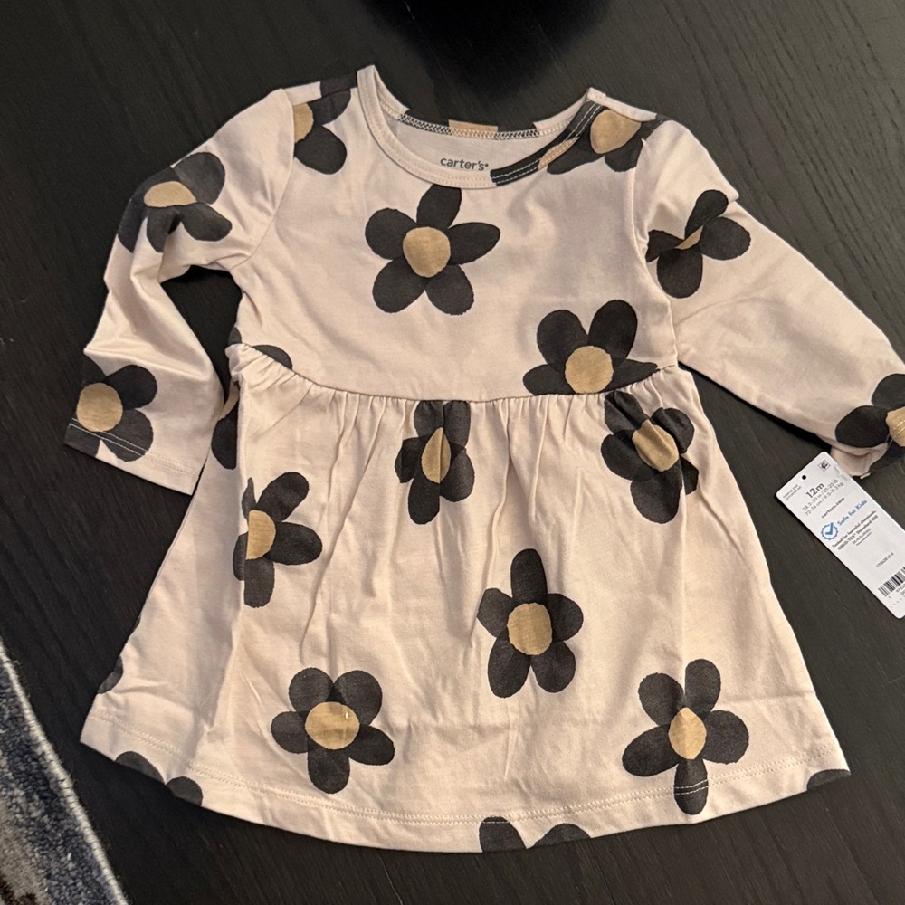 Carter's Kids Dress with Black and Gold Flowers